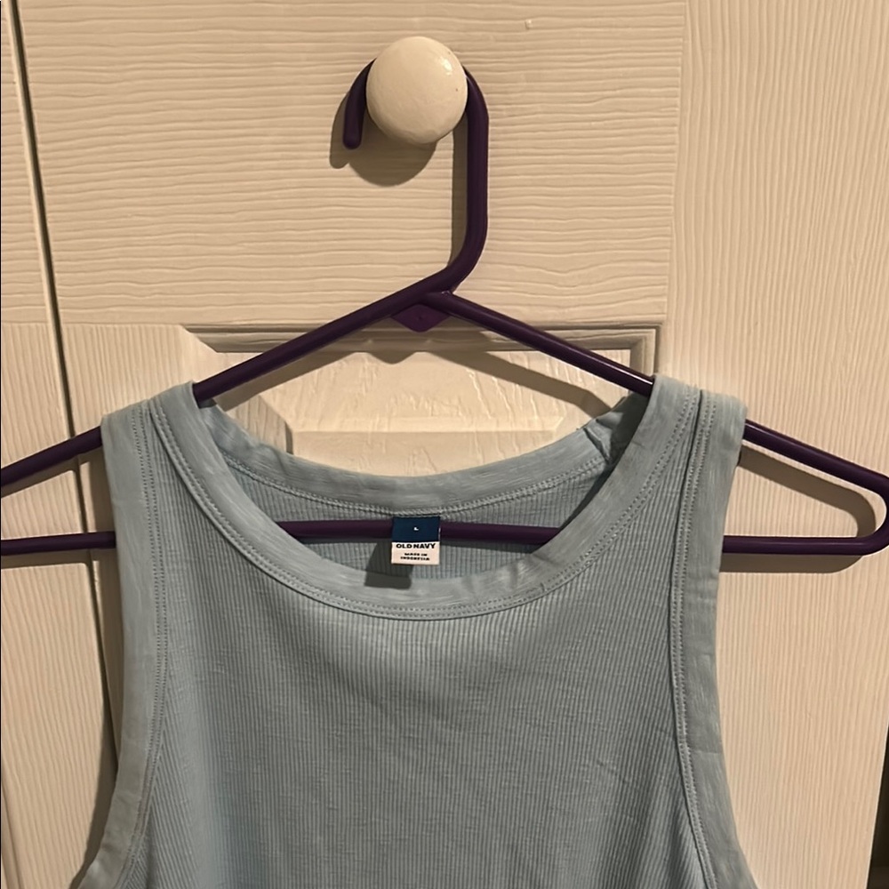 Old Navy Blue Ribbed Ruffled Tank Top - Picture 3 of 3